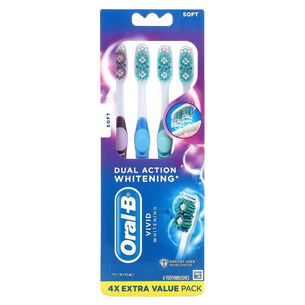 Oral-B Яркое отбеливание, мягкое, 4 зубные щетки