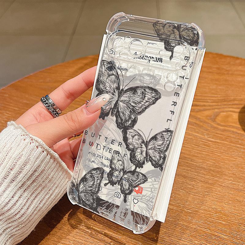 Butterfly Printed Clear TPU Phone Case For Google Pixel 9 Pro Pixel 9 Pro XL Soft Silicone Transparent Cover For Google Pixel 9A