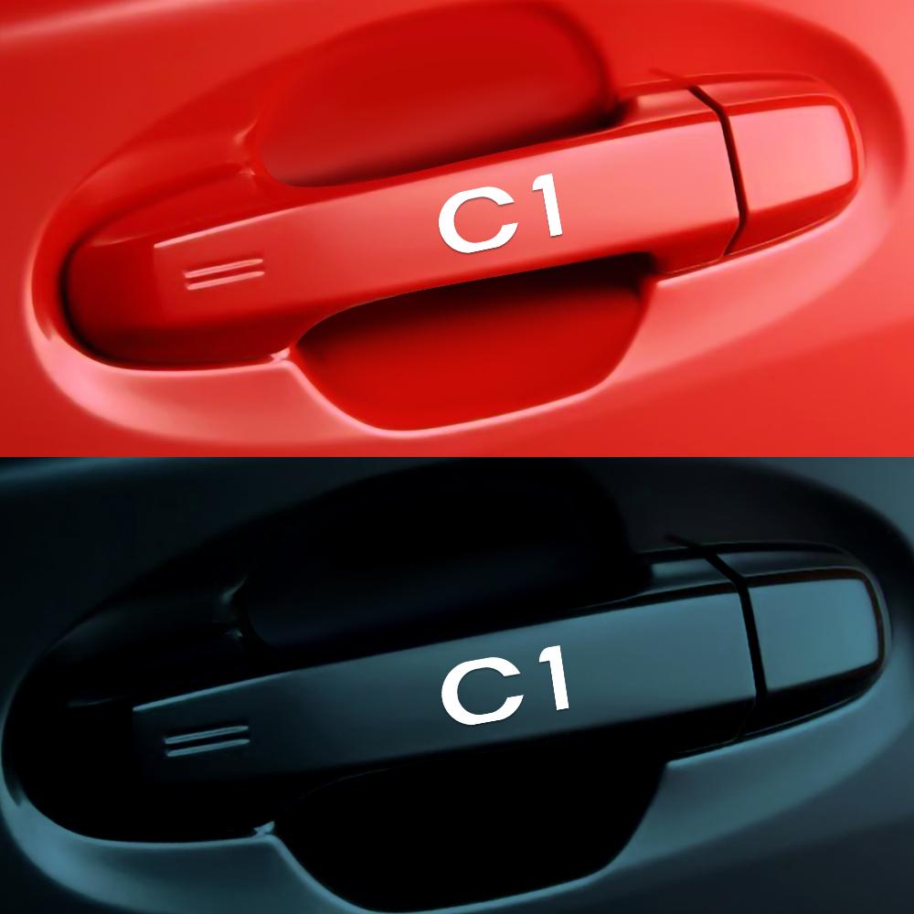 XKJC9 4pcs Car Reflective Vinyl Sticker Door Handle Mirror Wiper Decoration Sticker For Citroen C1 C3 C4L C5 C6 VTS C-ELYSEE C4 DS DS7