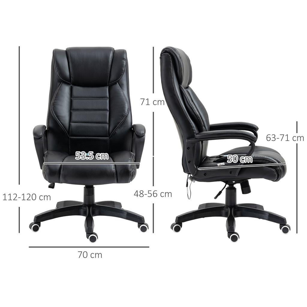 Office Chair with 6-Point Massage, PU Leather Computer Desk Chair with Padded Seat and Armrest, Tilt Function, Black