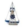 Mediterranean Wooden Sailboat Model with Cotton Rope Net - Mini Desktop Ornament & Photo Prop