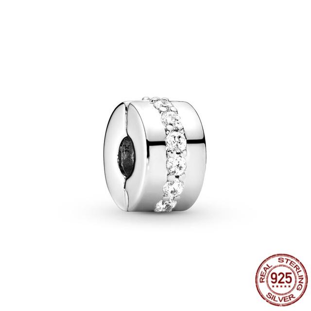 Стерлингового серебра 925 пробы, прозрачное Pav éClip, подвеска из бисера, подходит для милого модного браслета, ожерелье, модные украшения, подарок для женщин