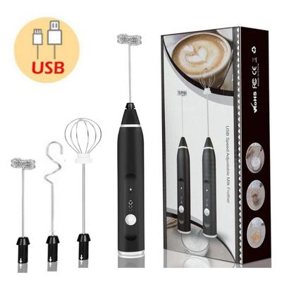 Перезаряжаемый через USB блендер, вспениватель молока, 3 скорости, электрический ручной мини-блендер из нержавеющей стали, миксер для напитков для яиц с молоком