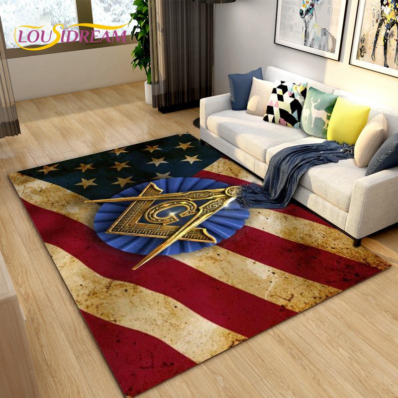 Masonic Carpet Freemason Illuminati Ring Area Rug Large,Carpet All Seeing Eye Rugs Carpets for Living Room,Fitness Pet Floor Mat