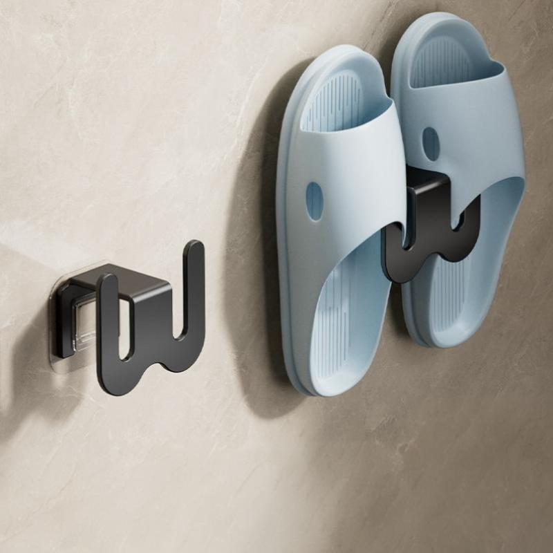 Bathroom Slippers Rack Slippers Storage Wall Mounted Shoe Storage Rack Hole-Free Storage Hook Door Slippers Rack