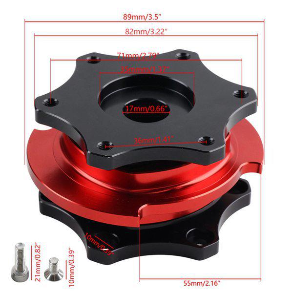 1 Set Red & Black Metal Steering Wheel Quick Release Hub Adapter