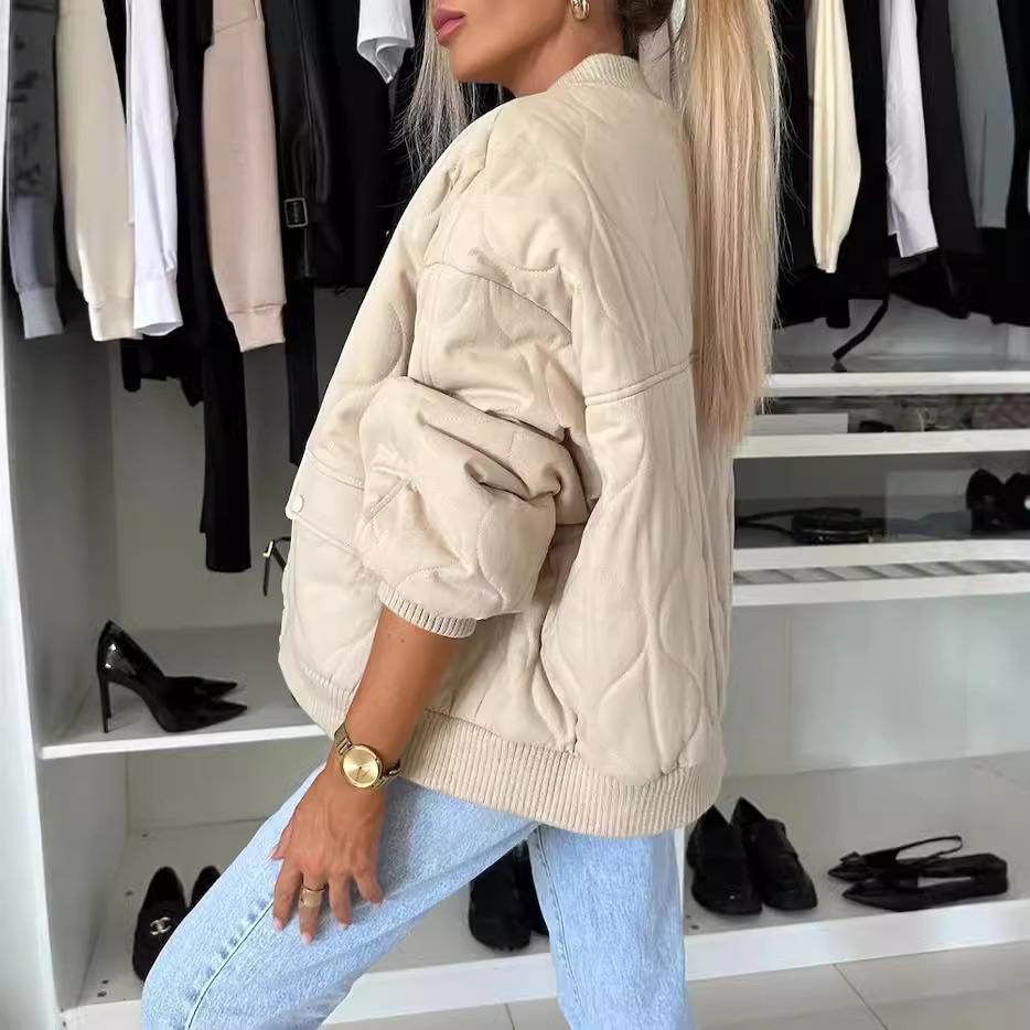 Женская бейсбольная куртка оверсайз с серебристыми пуговицами, повседневная верхняя одежда в стиле varsity