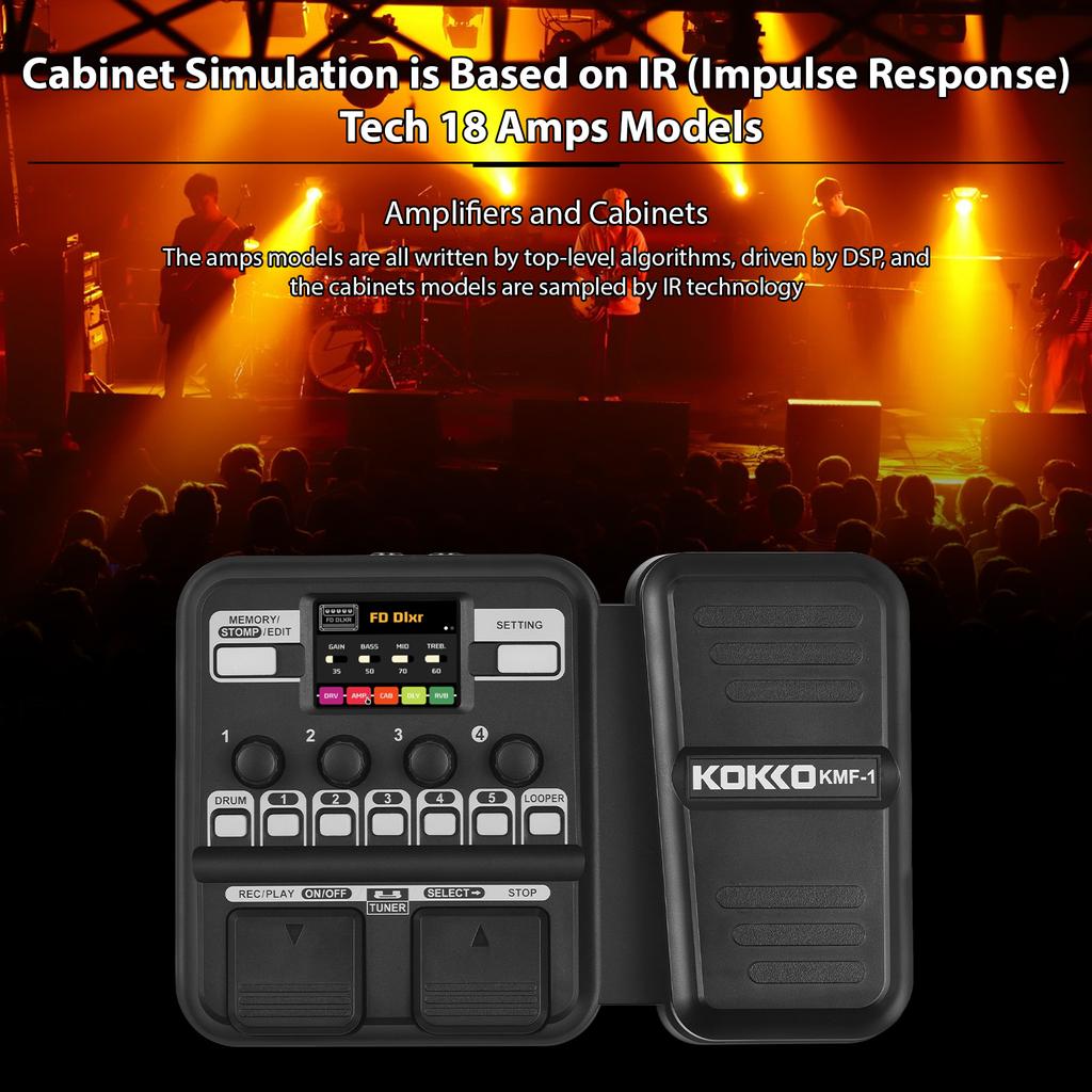 Педаль эффектов Kokko Guitar Multi с 10-59 пресетами, 6 драм-машинами и лупером, 40 различными ритмами