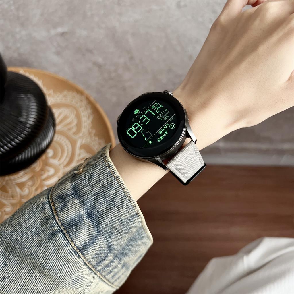 For Huawei Watch GT 5 41mm Watch Band 18mm Braided Checkered Pattern Ring Buckle Leather Wrist Strap