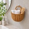 Versatile Hanging Storage Containers Woven Wicker Basket Wall Mounted Imitation Rattan Organizer Kitchen Spice And Egg Organizer Rustic Style