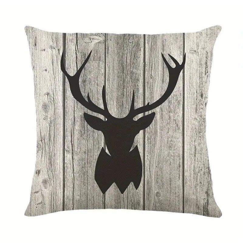 1Pc Decorative Throw Pillow Cover Modern European Retro Deer Headsingle Side Printing Decoration Home Sofa Car Cushion Cover