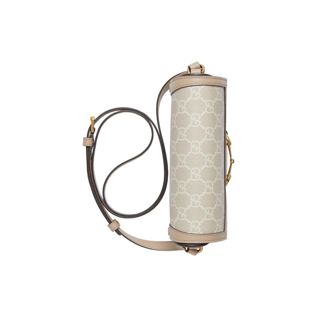 Gucci Horsebit 1955 Monogram Canvas And Leather Mini Shoulder Bag Women Shoulder Bag Beige White 699296-UULBG-9683