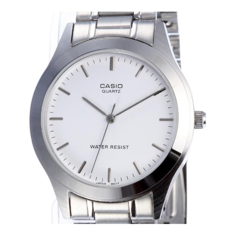 Casio Серия CASIOSTANDARD водозащита для повседневного использования кварцевый механизм стальной ремешок японские и корейские часы женские часы белый циферблат MTP-1128A-7AEF