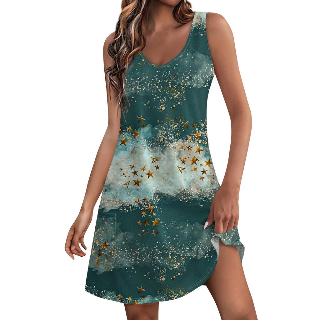 Женское летнее платье, повседневные свободные длинные платья с принтом для пляжного отдыха