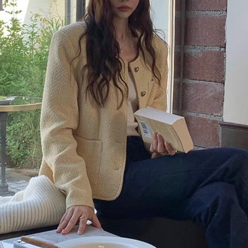 Французский фиолетовый маленький ароматный жакет женский осенний новый ретро высокого класса с длинными рукавами свободный абрикосовый топ