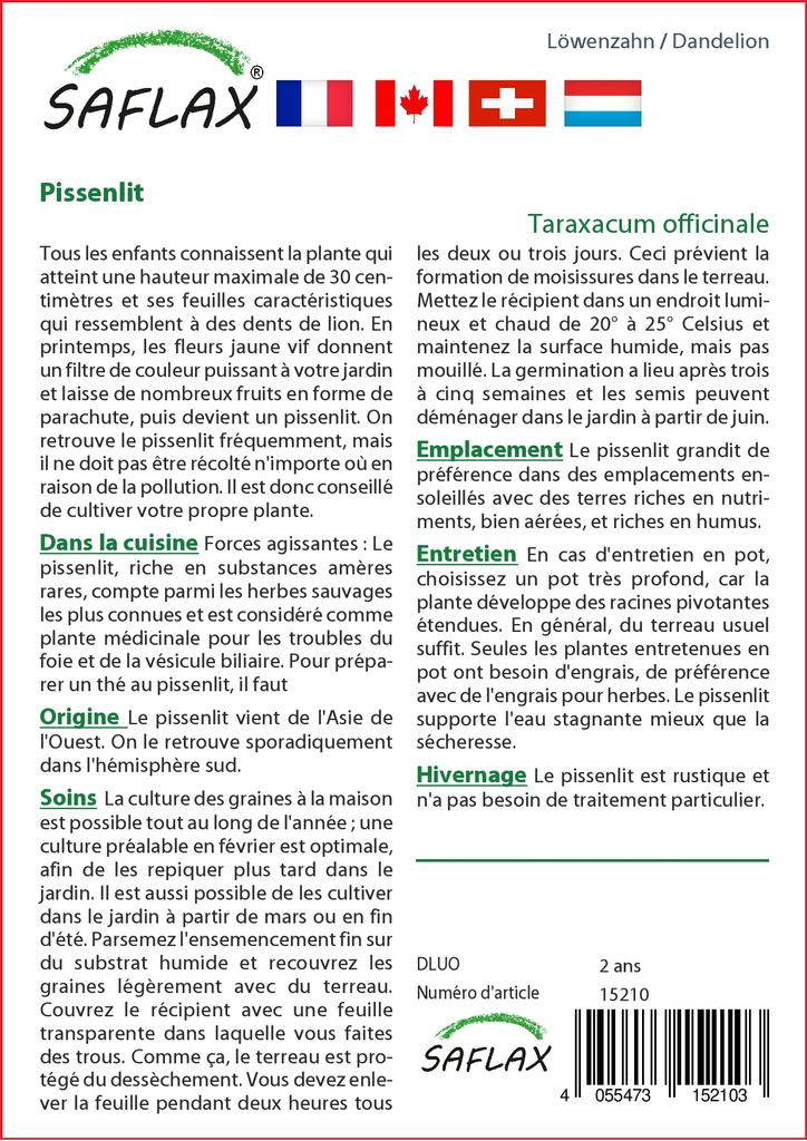SAFLAX Garden in the Bag - Одуванчик - 200 семян - С субстратом в подходящем пакете - Taraxacum officinale
