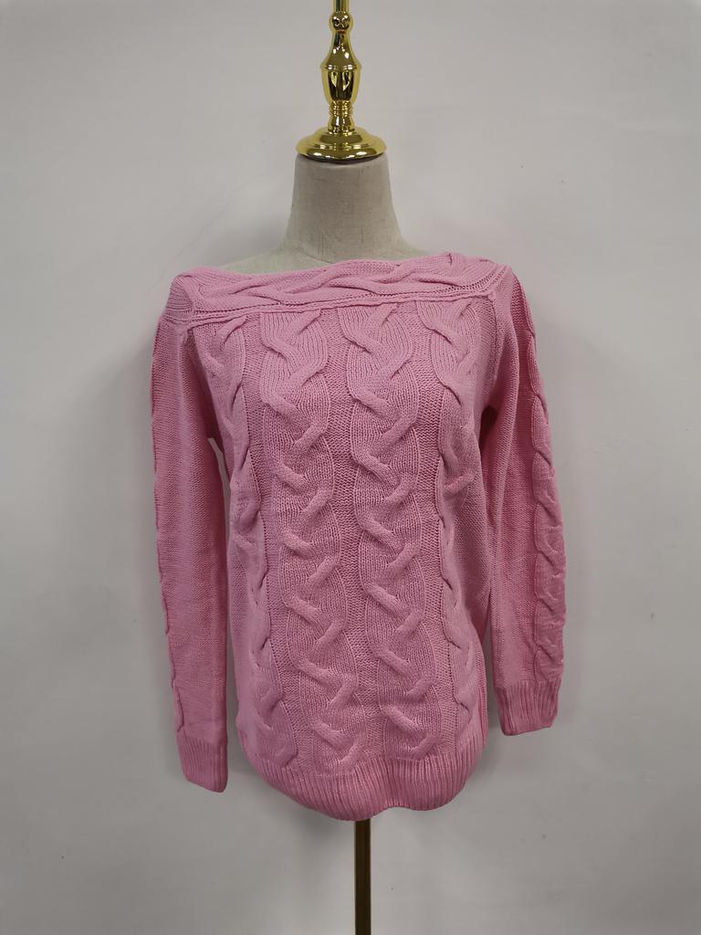 Осень-зима однотонный вязаный свитер для женщин сексуальный пуловер с открытыми плечами женский вязаный крючком трикотаж с длинным рукавом Джерси Femme