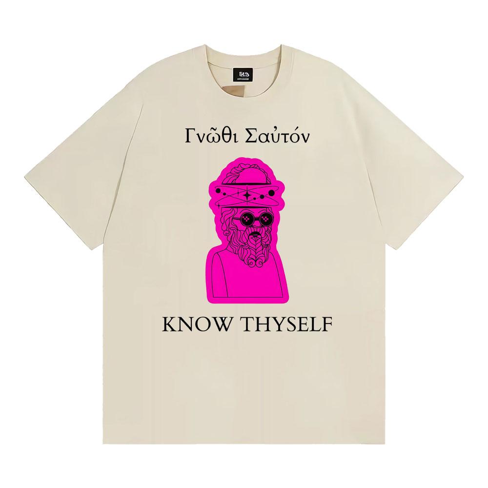 Socrates Know Thyself Philosophy Teacher Stoic Quote TShirt Mens Women Hot Sale Classic TShirt Oversized Short Sleeve T Shirts