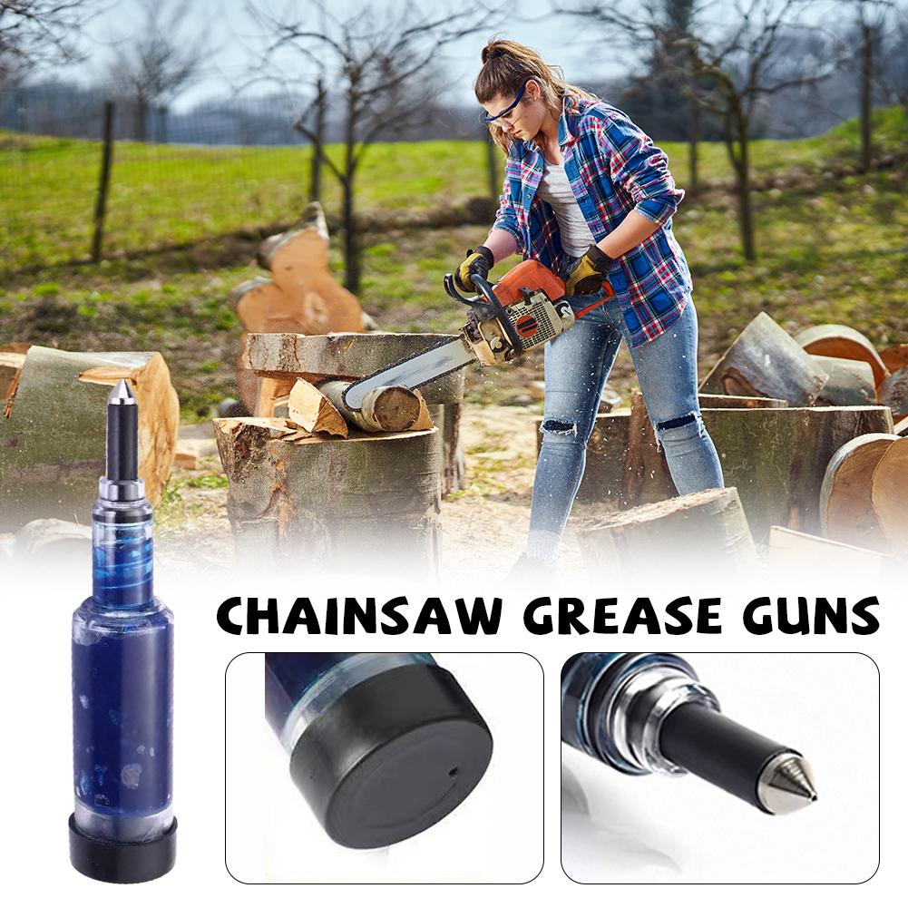 Chainsaw Guide Bar Grease Gun Hand Push Oiler Transparent Lubrication Pen for Chain Saw Nose Plate Maintenance Hand Tools