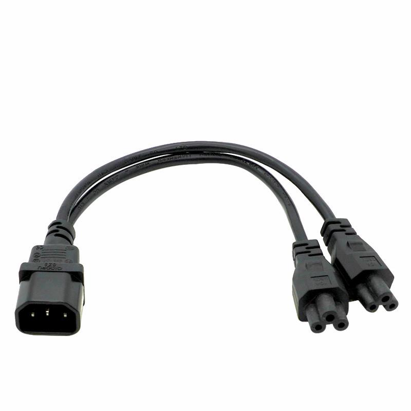 IEC320 C14 C8 на 2x C7 C5 C13 Y-образный разветвитель AC шнур питания IEC Фигура 8 Штекер на 2 Розетки 1 Вход 2 Выхода AC кабель питания 30см Черный