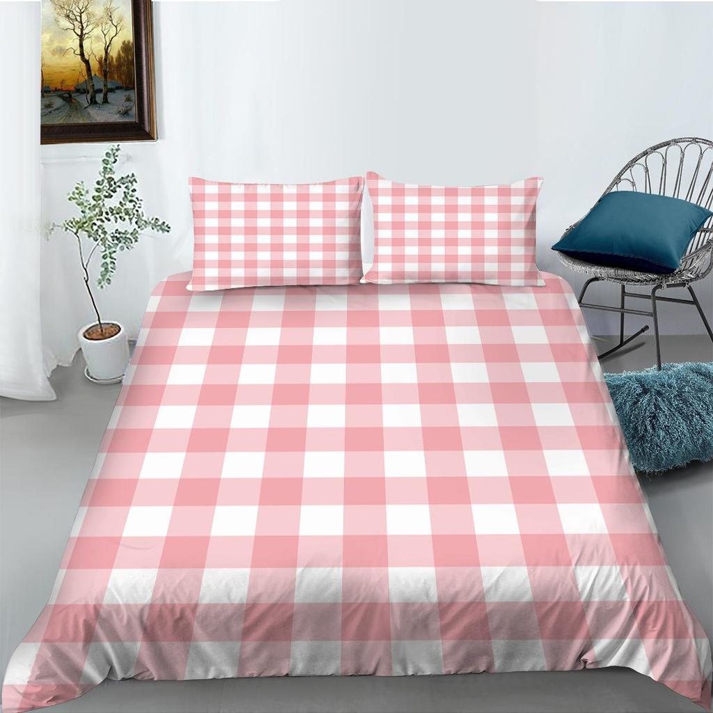 Checkered Striped Bedding Set Washable and Easy To Dry Down Duvet and Pillowcase 2/3 Pieces AU/US/DE Full Size Home Decor