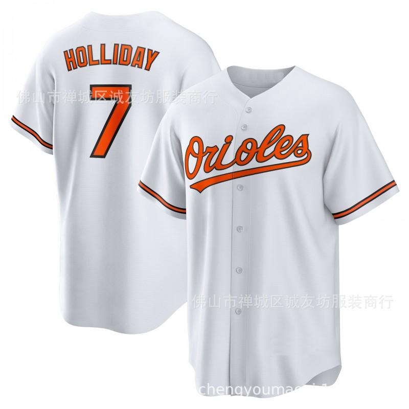 Mens Baltimore Orioles 7 White Holliday Embroidered Baseball Jersey Sports Team Uniform