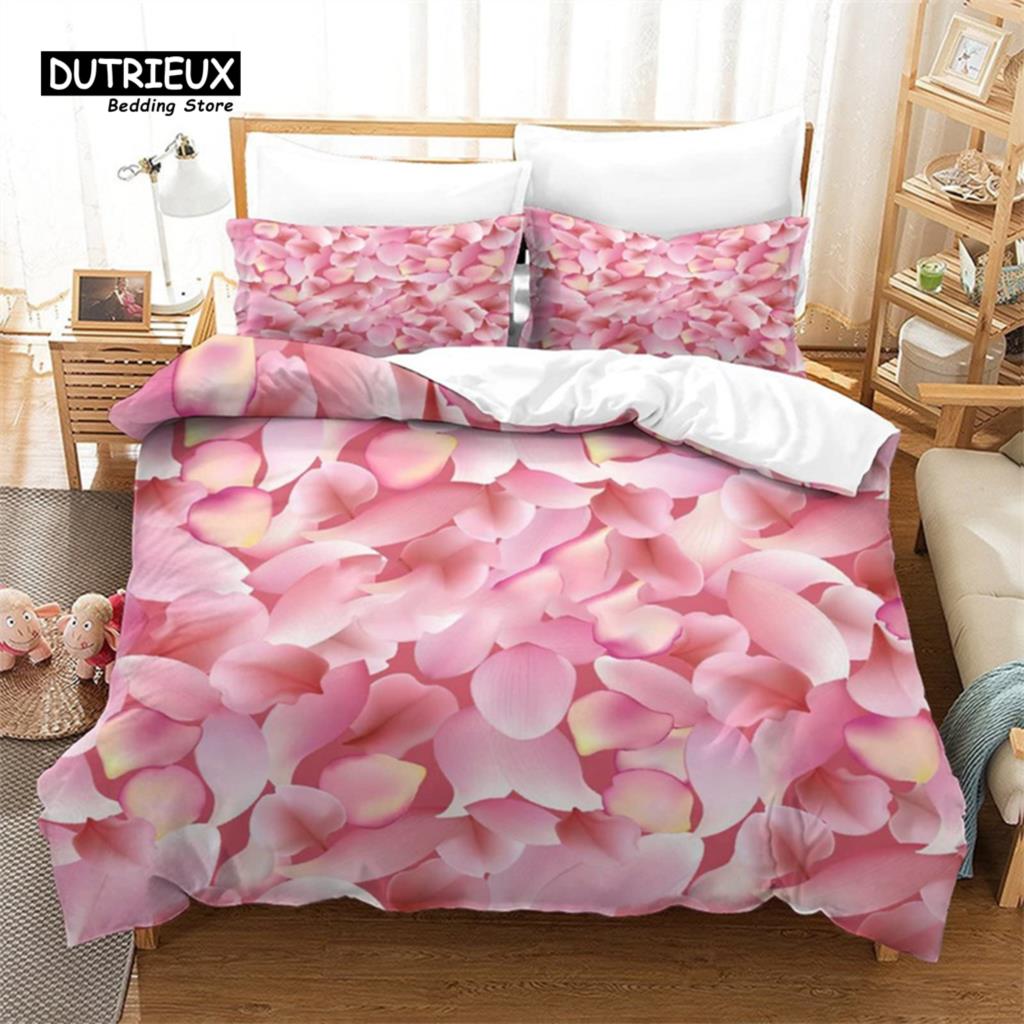Cherry Blossoms Duvet Cover Set Japanese Floral Bedding Set Microfiber Romantic Theme Quilt Cover Twin King For Valentine's Day