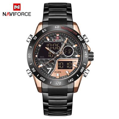 Naviforce 9171 NF9171 Роскошные наручные часы Модные Водонепроницаемые Светящиеся стрелки Кварцевые Цифровые Двойной дисплей Часы для мужчин Montre Reloj