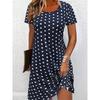 Sukienka damska w dużym rozmiarze z modnym nadrukiem 3D w kropki, casualowa z krótkim rękawem, z okrągłym dekoltem, sukienka z dużym dołem
