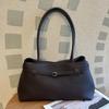 Genuine Leather Tote Bag With Lock Large Capacity Work Commuter Shoulder Women