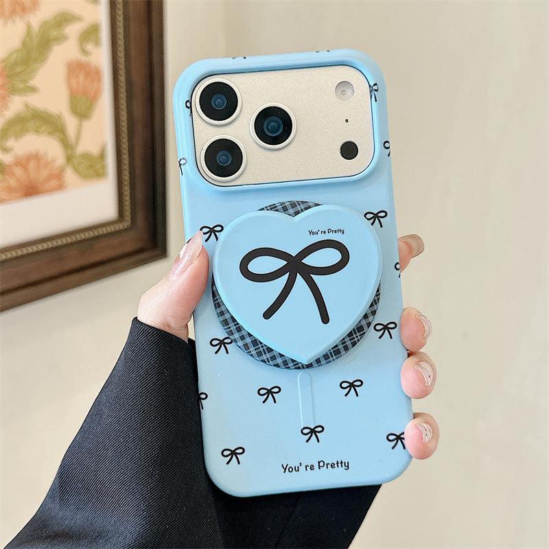 Магнитная подставка-бант в корейском стиле для чехла iPhone 17/16 Pro Max/15 Pro - Премиальное качество
