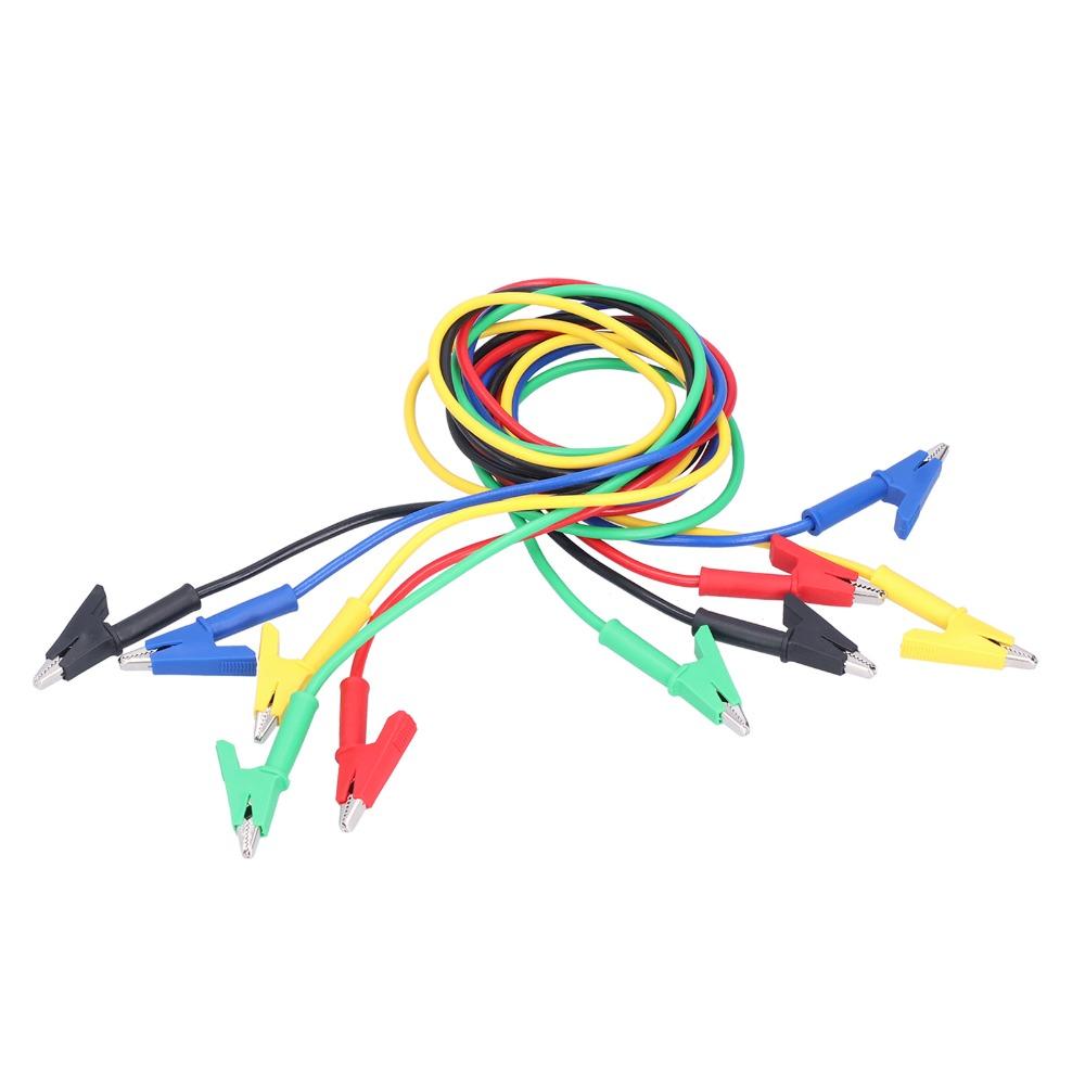 5PCS 1m Test Cable 5 Colors Jumper Wires Durable Alligator Clips Electrical Testing