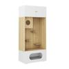 Pet Cabinet with Cat Climbing Wall, Cat Cave, Lounging Areas and Soft Cushion, 90 x 50 x 202 cm, with Storage Space, White + Wood Look
