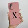Case for Infinix Zero X Neo ZERO X Pro Phone Case Cute Initial Letters Square Liquid Silicone Shockproof Back Bumper Shell Cover