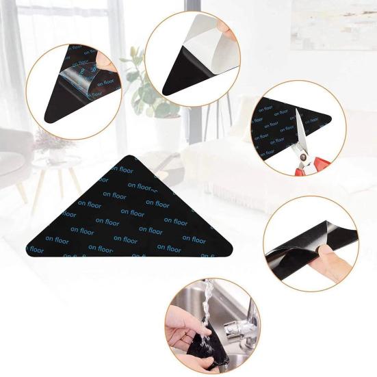 8 шт. противоскользящие фиксирующие наклейки, клейкие накладки для ковриков, треугольные/трапециевидные, многоразовые, предотвращают скольжение