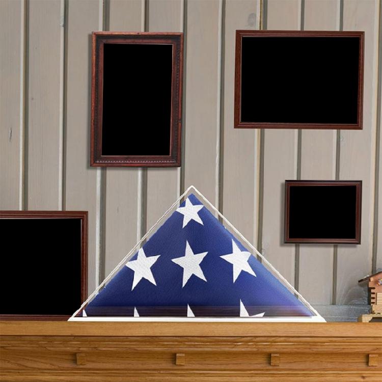 Flag Holder with Cover Transparent Flag Display Case Triangle Flag Container