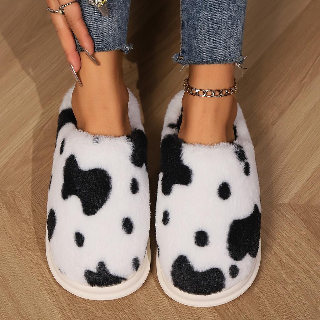 Fashion Fluffy Slippers Women House Flat Bottom Casual Winter Fashion Shoes Girls Home Plush Warm Platform Elegant Footwear Large Size