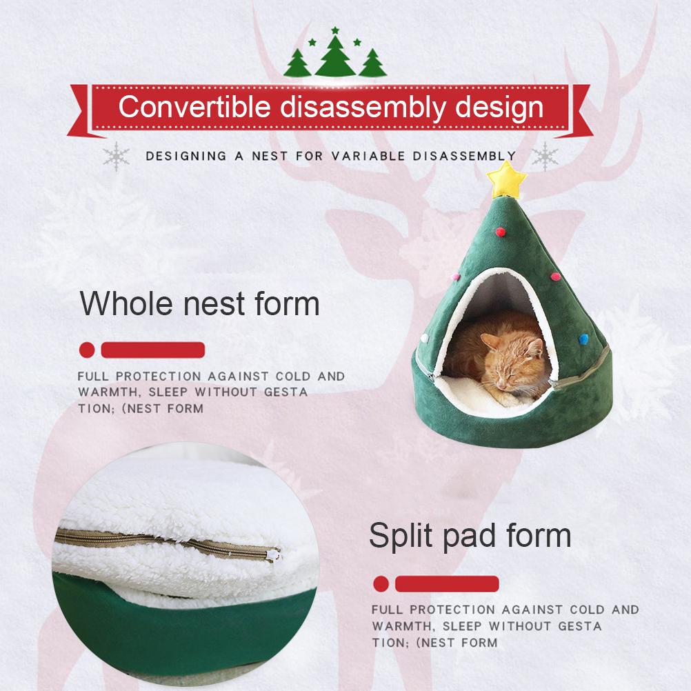 Cat Tent Cave Bed Christmas Tree Cat House Bed Comfortable Triangle Cat Bed Pet Tent House
