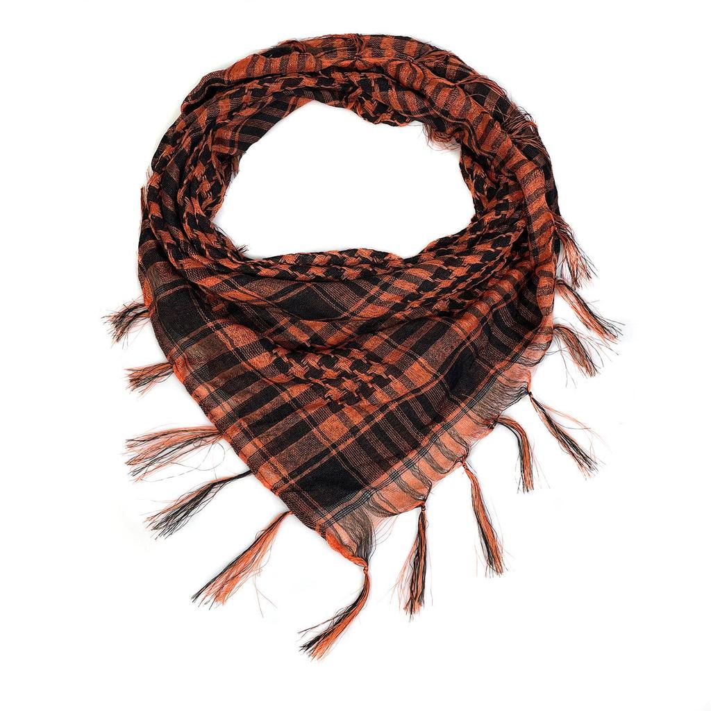 Silk Houndstooth Tactical Desert Scarf with Tassels for Outdoor Use
