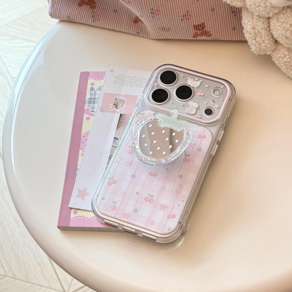 Креативный чехол-подставка с клубникой для iPhone 16, iPhone 17 и iPhone 17 Pro Max