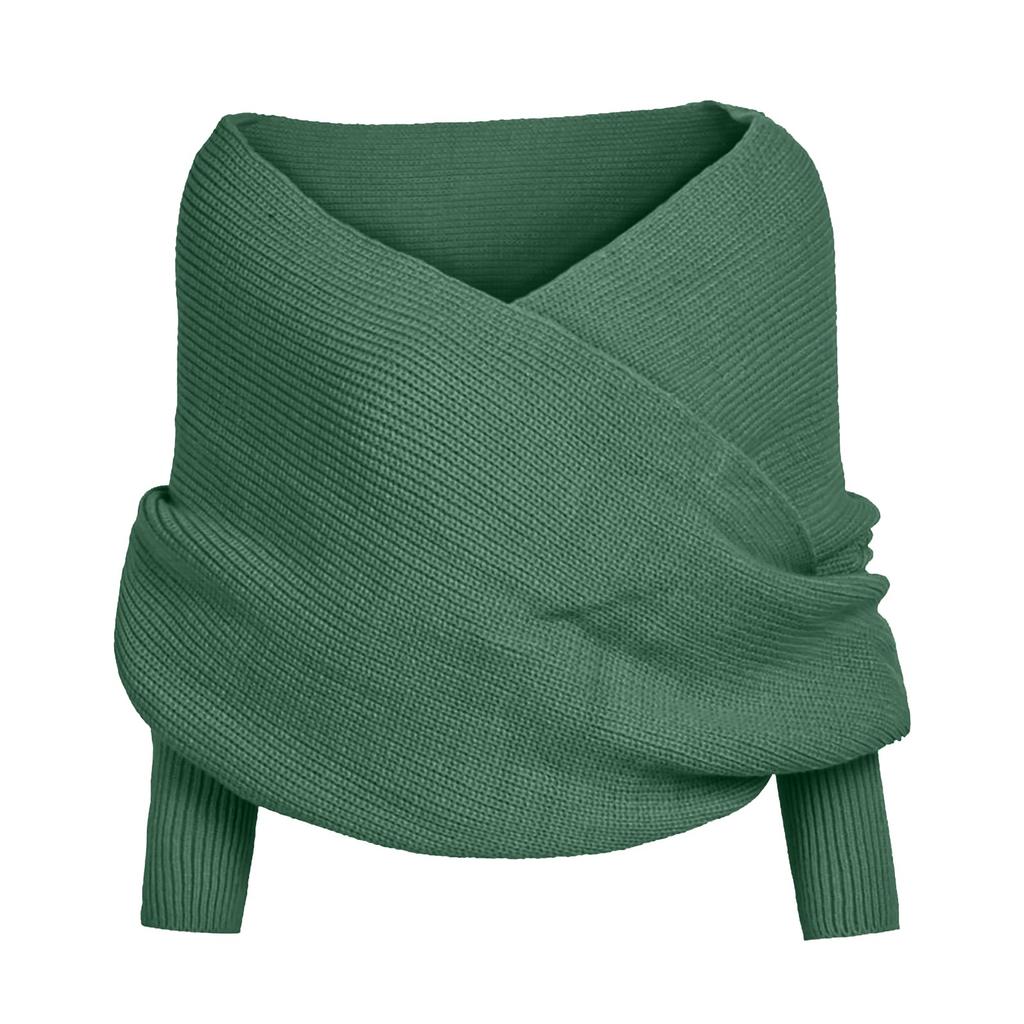 Женский однотонный шарф с рукавами вязания крючком, длинная мягкая зимняя шаль