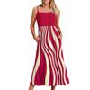 Женское длинное пляжное повседневное элегантное платье макси на тонких бретельках в полоску, сдержанное струящееся платье в стиле бохо