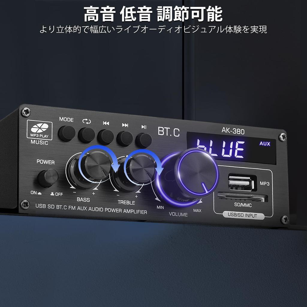 Bluetooth Amplifier HiFi Stereo Power Amplifier Receiver Channel 2X40W Mini Amplifier Small Home Audio Amplifier Control Speaker Input 5.0 2.0