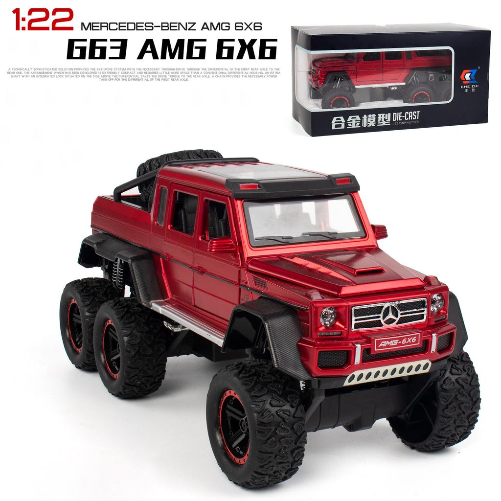 Масштаб 1/22 Benz G63 AMG 6x6 V12, внедорожная черная модель пикапа, игрушечный автомобиль из цинкового сплава со звуком и светом для детей, подарок для мальчиков и девочек