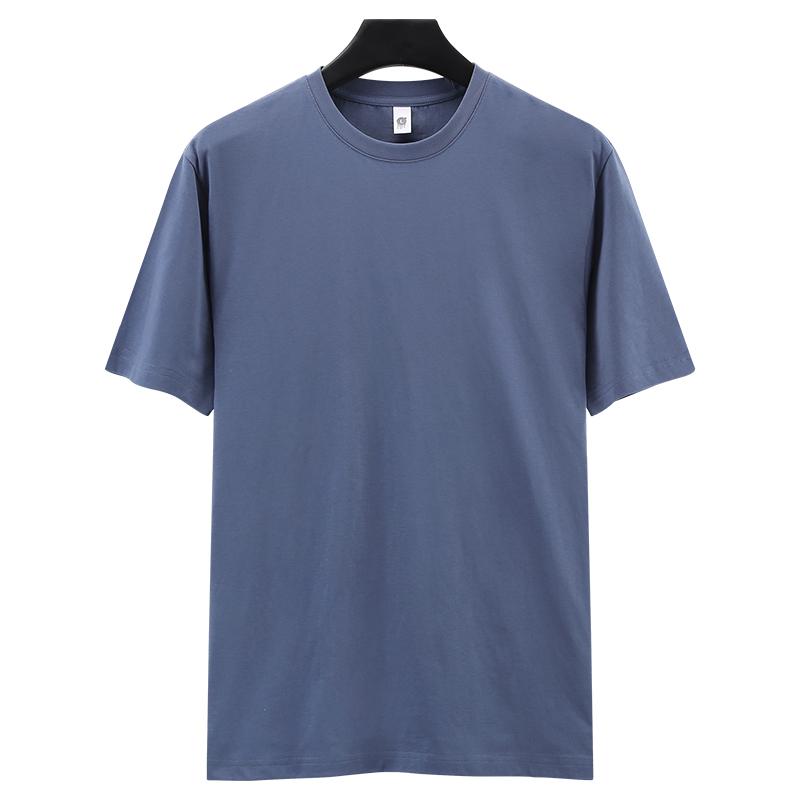 Zirunking Long-staple Cotton Short-sleeved T-shirt Unisex Top Youth Casual Solid Color Loose Round Neck Half-sleeved Top CHANGRONG