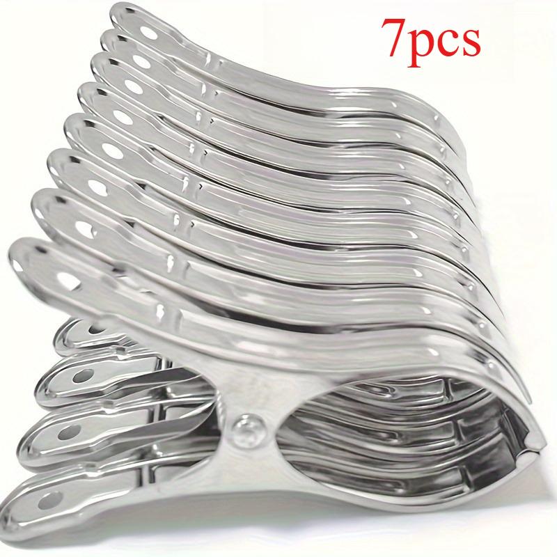 7Pcs Large Metal Towel Clips, Made Of Stainless Steel, Windproof And Durable With Strong Holding Power Suitable For Drying Towels Quilts And Clothing