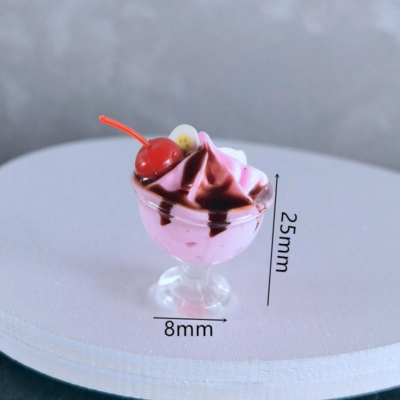 1 шт. Кукольный домик Симуляция Вишневое мороженое в стаканчике Мини-модель Украшение Игрушка Миниатюрные аксессуары для кукольного домика Декор