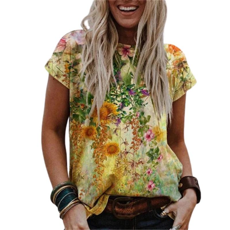 Women's Floral Print Short Sleeve Tops Featuring Soft Material For Ultimate Comfort