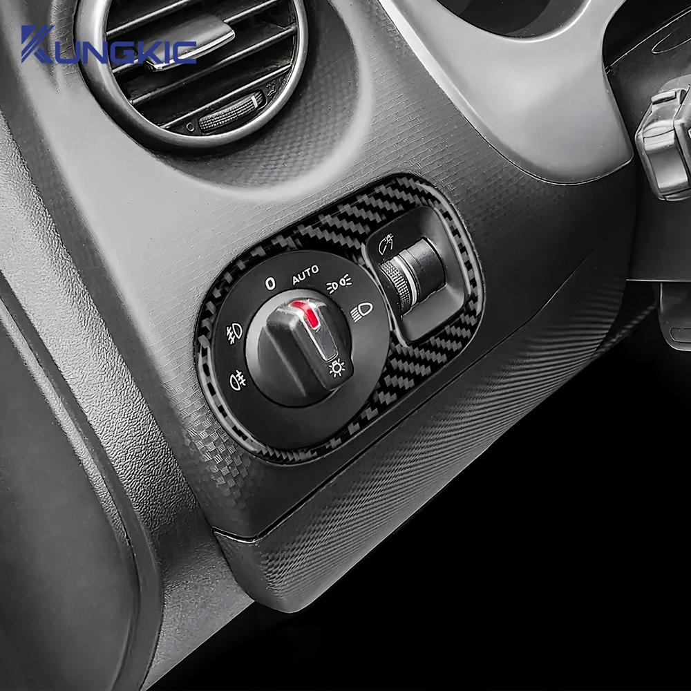 Real Soft Carbon Fiber For Seat Altea 2004 2005 2006 2007 2008 2009 2010 2011-2016 Altea XL Car Headlight Switch Frame Sticker