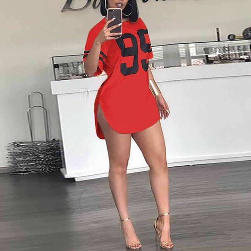 Летняя женская мода с круглым вырезом и цифровой печатью, спортивная длинная футболка с половиной рукава